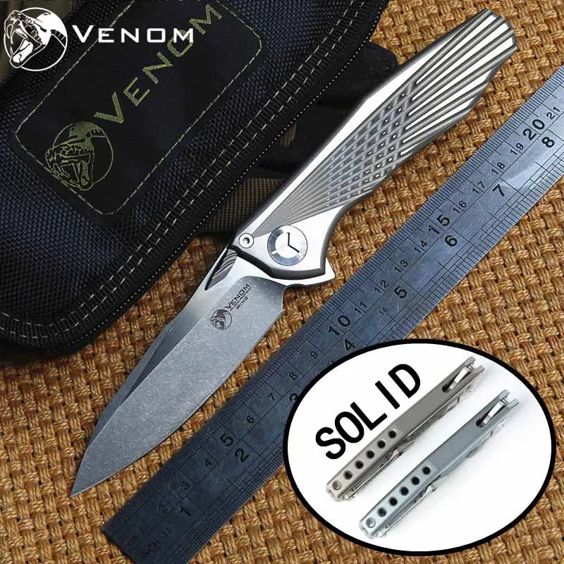 

VENOM original Wing 2 Kevin Jhon M390 blade Flipper ball bearing folding knife Titanium camping hunting outdoor knives EDC tool