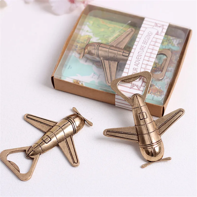 

High Quality "Let the Adventure Begin" Airplane Bottle Opener romantic wedding party favor gift guest present 20PCS