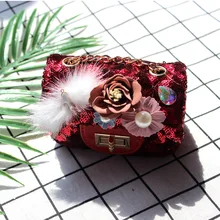 Искусственная кожа пайетки Цветочные Дети Портмоне женские мини-кошелек маленький телефон Чехол мешок денег carteira bolsa feminina для девочек