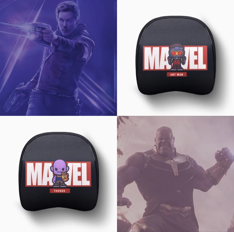 new marvel headrest car neck pillow avengers iron man captain america spider man thanos pillow for cars seat auto accessories