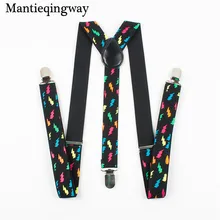 Mantieqingway для родителей подтяжки для женщин и мужчин Модная красочная вспышка печатная Подвеска для детей 3 зажимы регулируемые подтяжки ремень