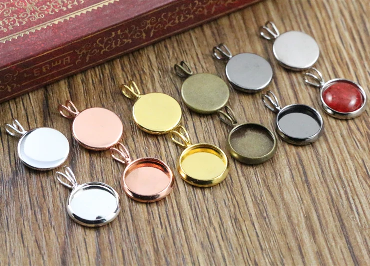 

10mm 20pcs Brass Material 6 Colors Plated V hanging Style Cameo Setting Base Cabochon Setting Connector High Quality