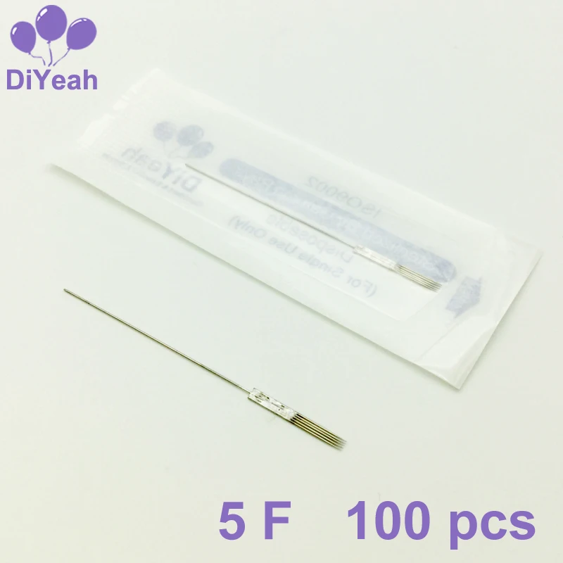 

DiYeah 100PCS 5F Tattoo Needles for Machine 5 Flat Pins Microblading 3D Eyeliner Bleached Lips Tatoo Permanent Makeup 0.35 50 mm