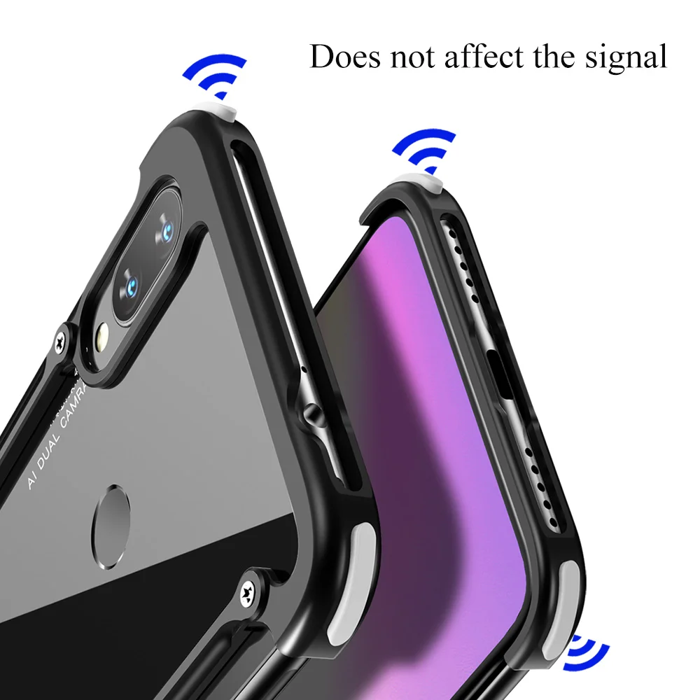 OATSBASF Роскошный металлический чехол Airbag Redmi Note 7 индивидуальный бампер тонкий для
