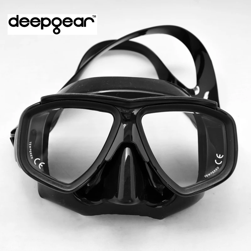 DEEPGEAR черная силиконовая маска для подводного плавания из закаленного стекла, Маскарадная маска с низким объемом, маска для подводного плавания, Высококачественная маска для подводного плавания