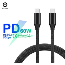 USB-C зарядный кабель type-C USB3.0 5,0 Гбит/с 20 в/3 А 60 Вт Быстрая зарядка данных для MacBook Air Pro Кабель iPad Pro PD ноутбука