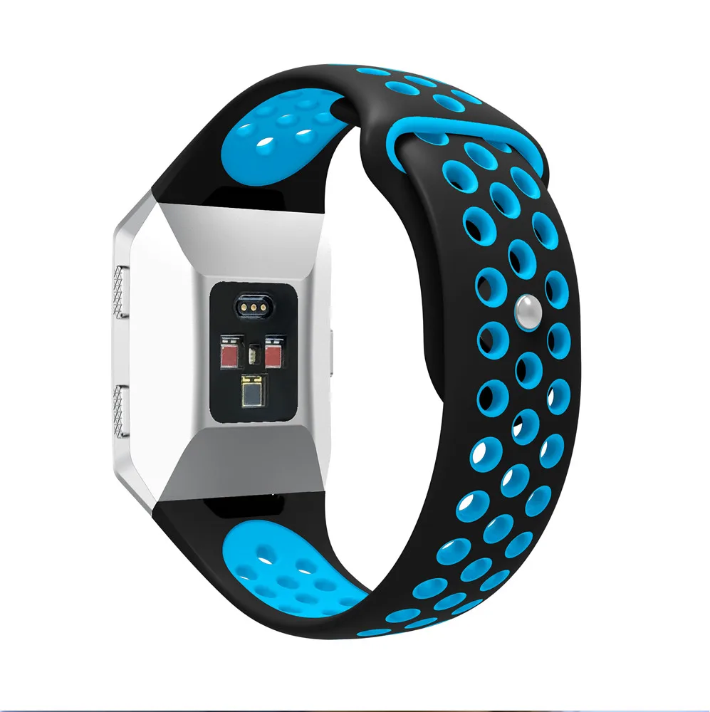 Спортивные Мягкие силиконовые часы ремешок для Fitbit ионной умные часы ремешок фитнес замена Браслет дышащий браслет красочные - Цвет ремешка: Black blue