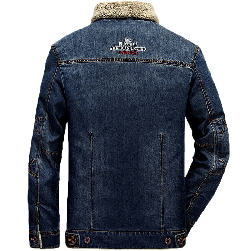 Plus Size M-6XL Fashion Denim Jacket Men Winter Wool Liner Warm Mens Jackets Brand Outwear Jeans Coats Male Cowboy Clothing