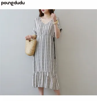 

Poungdudu maternity pregnant women dress loose cotton and linen pregnant women pants stomach lift pants leggings