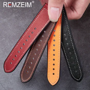 

22mm Genuine Leather+Silicone Rubber Sport Watch Band Straps For Men Women Watchbands Watch Accessories Wrist Replacement