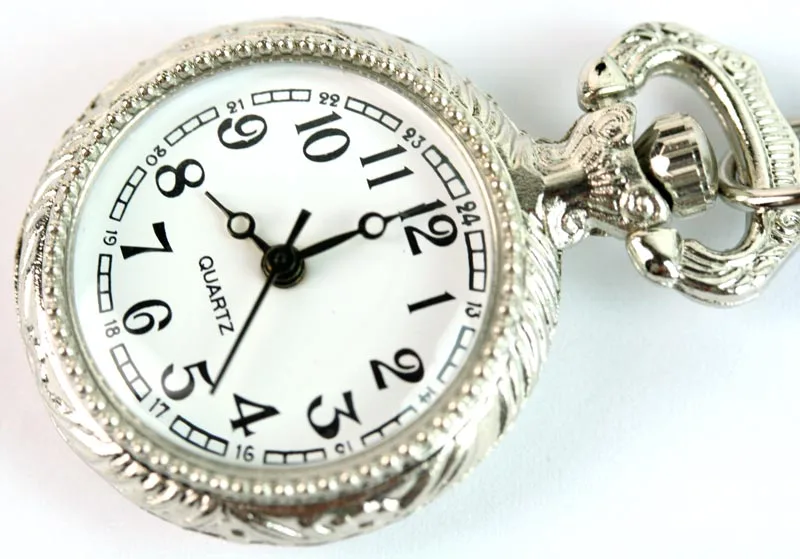 27 мм элегантный посеребренные кварцевые карманные часы