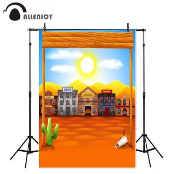 

Allenjoy photography backdrop wild west town house cactus desert background photocall professional board photobooth