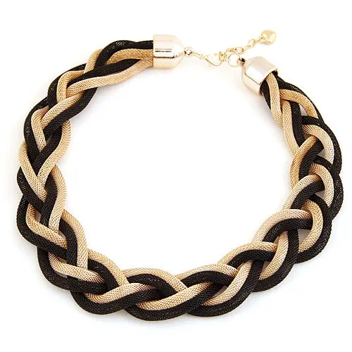 

LEMOER European Hot Style Vintage Punk Mix Colors Gold Silver Black Snake Chain Braided Choker Collar Necklace