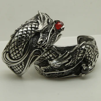 

vivid dragon & black cz stone dragon ball 316L stainless steel bangle bracelet