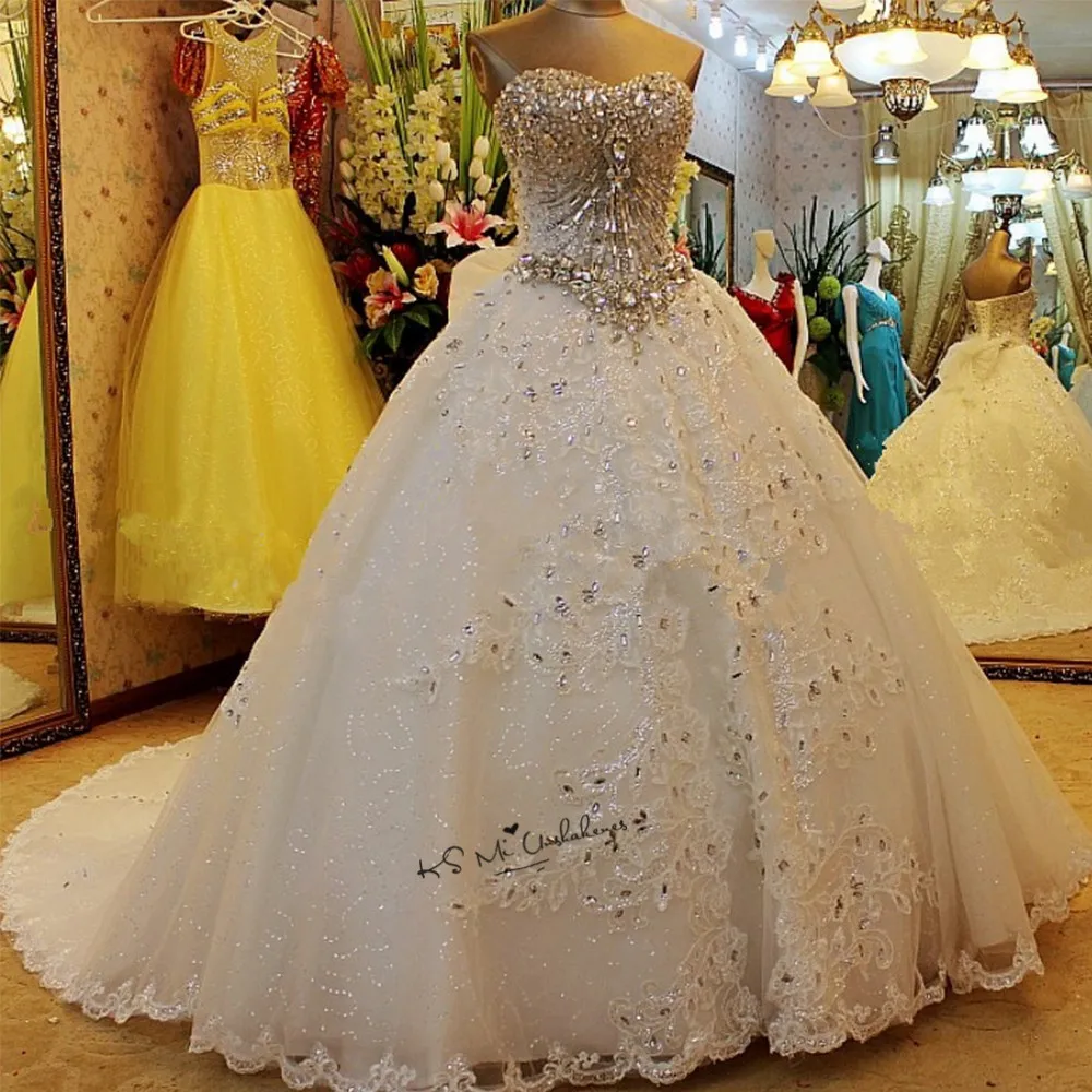 Rhinestones Luxury Wedding Dresses Royal Vestidos de Noiva Plus Size