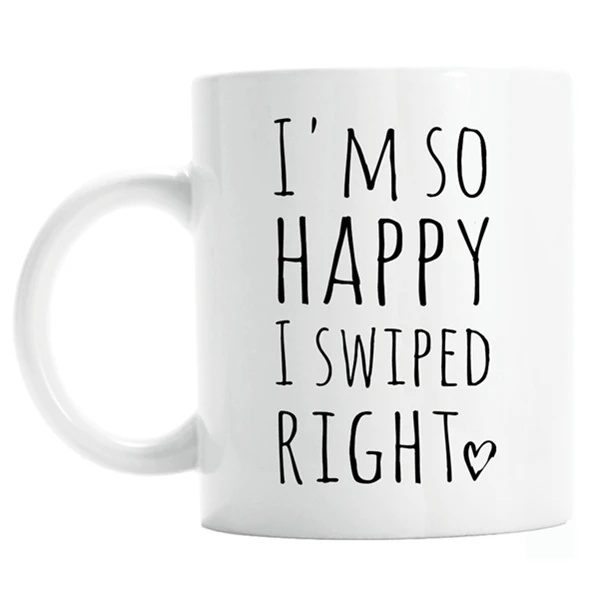 

Funny I'm So Happy I Swiped Right Love Coffee Mug Tea Cups Novelty Valentines Couple Gifts for Boy&Girlfriend Birthday Present