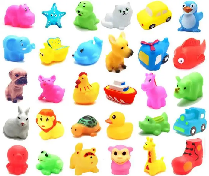 5-13 шт., милые животные, плавающие водные игрушки, красочные мягкие резиновые поплавок, сжимающий звук, пищащие игрушки для купания для детей, игрушки для купания, GYH