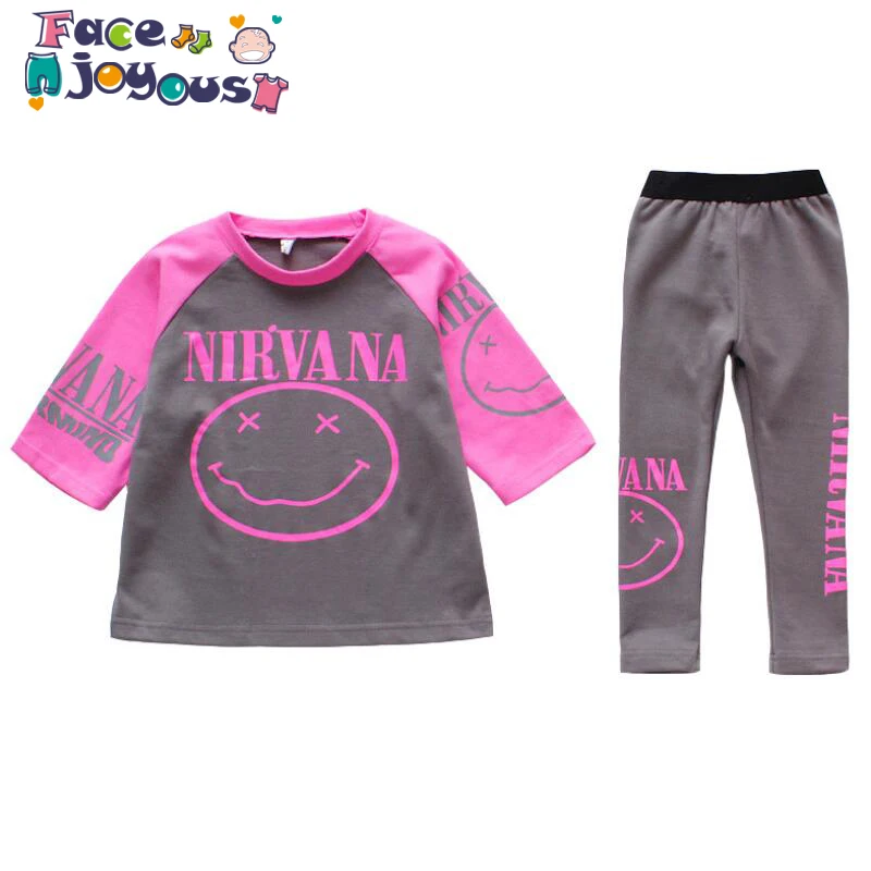 

2019 Spring Fashion Girls Pants And Print T Shirts Sets Baby Loose Tops Leggings Set Children Clothing Child Clothes Autumn Sets