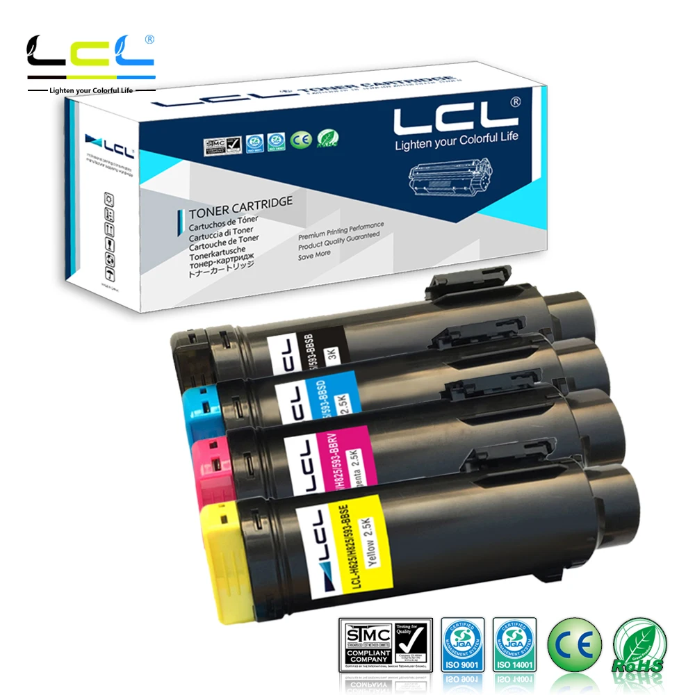 

LCL 593-BBOW 593-BBOX 593-BBOY 593-BBOZ 4pk KCMY Toner Cartridge Compatible for for Dell S2825 cdn H820 Series H625 cdw