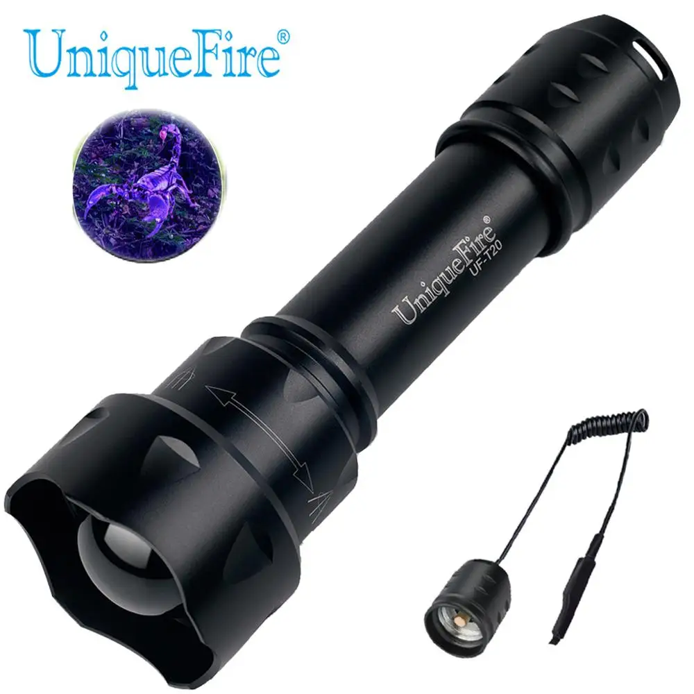 Ультрафиолетовый светодиодный фсветильник рь UniqueFire T20 UV 365 нм фонарик с 1 режимом