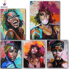 DIY картинки для раскраски по номерам с цветами характер абстракция живопись Рисование Живопись по номерам в рамке дома