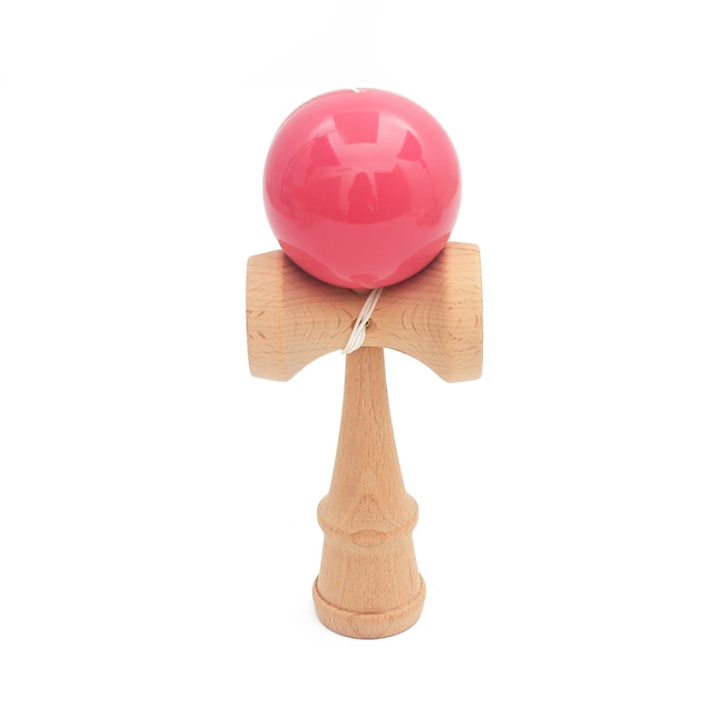 18,5 см деревянный шар Kendama игрушки спортивная игрушка для игр на открытом воздухе мяч PU краски струны профессиональные Взрослые спортивные игрушки - Цвет: Розовый