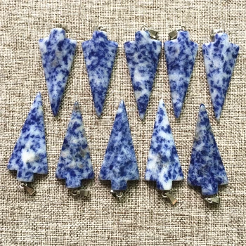 

Fashion New Hot Unisex Top Quality Sodalite Stone Pendants Necklace Arrow Charms for Jewelry Making 12pcs Dropshipping Wholesale