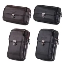 Модная Мужская поясная сумка для телефона с отделением для карт и монет, Кожаная поясная сумка с двойной молнией, Спортивная походная сумка-кошелек