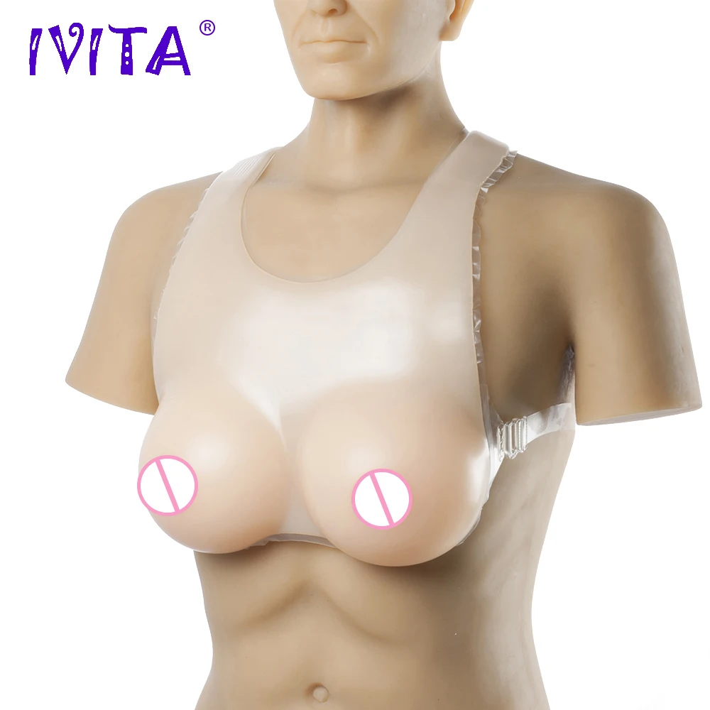 

IVITA 800g Artificial Fake Boobs Realistic Silicone Breast Forms With Shoulder Straps For Crossdresser Drag Queen Mastectomy