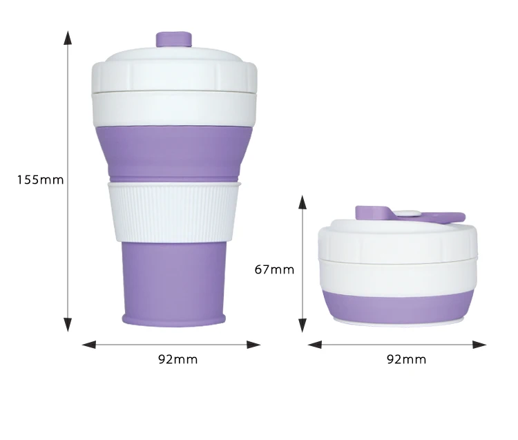 Складные кофейные чашки, пищевая, 450 мл, дорожная, силиконовая, портативная, чайная чашка для улицы, без бисфенола, складные офисные кружки для воды