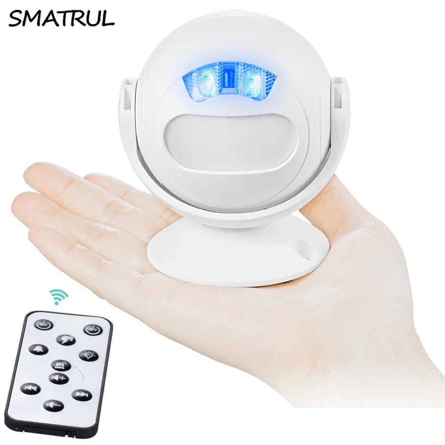 SMATRUL Wireless Doorbell Welcome IR Infrared motion sensor Alarm Cute mini home shop Door Bell Chime night light Deaf 1