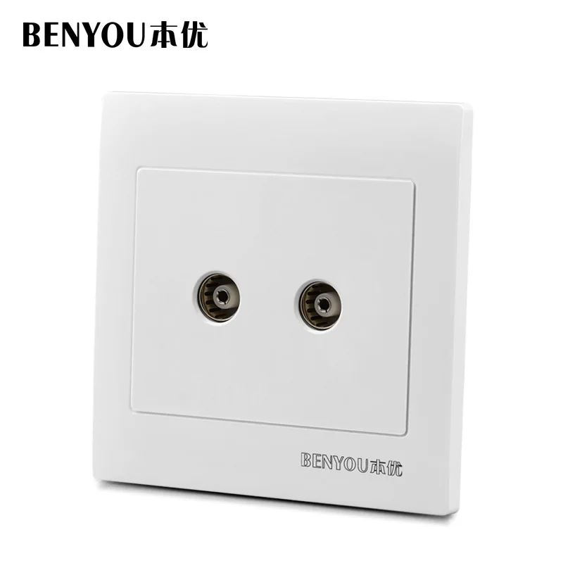 JOYING LIANG Double TV Socket Outlet White PC Panel 86 Type Wall TV Sockets JOYING LIANG Double TV Socket Outlet White PC Panel 86 Type Wall TV Sockets