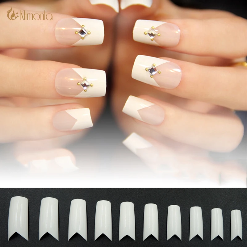 500pcslot French Fake Nails Salon Curved Nail Tips Artificial White V