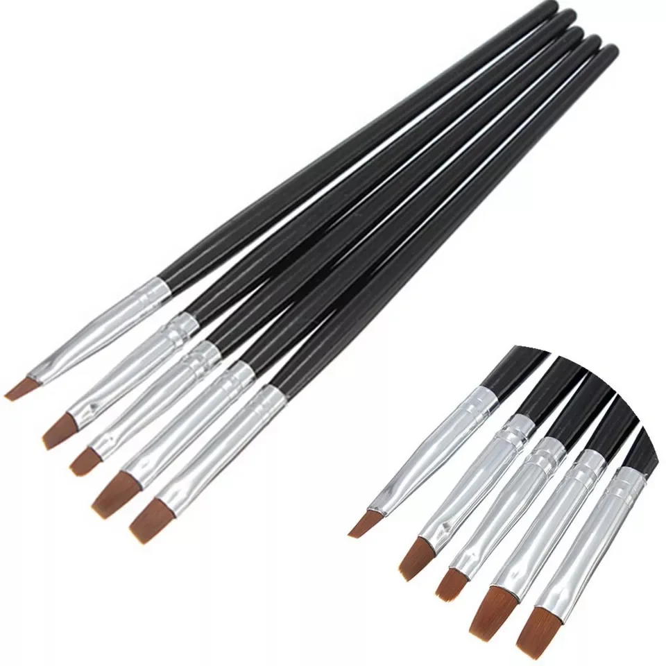 

100sets 5PCS/set New Beauty Nail Art Salon Acrylic UV Gel Salon Pen Flat Brush Kit Dotting Tool For Decorations