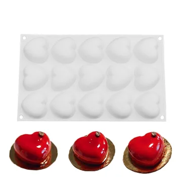

Yiwumart Silicone Romantics 15 heart-shaped Mini Cake Mold For Chocolate Desserts Pudding Baking Cakes Decorating Tool Molds Pan