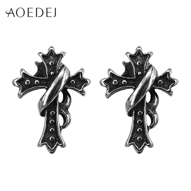 Aoedej Cross Earrings Studs For Men Stainless Steel Punk Mens Aoedej Cross Earrings Studs For Men Stainless Steel Punk Mens Black Stud Biker Fashion Jewelry