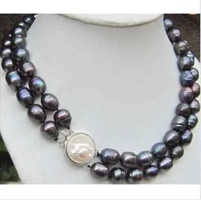 

Wholesale FREE SHIPPING > 2ROW AAA+11-13MM BLACK BAROQUE SOUTH SEA REBORN PEARL NECKLACE 18