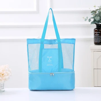1Pc Women Mesh Transparent Bag Double-layer Heat Preservation Large Portable Insulated Picnic Beach Bags High Capacity New 2019 5