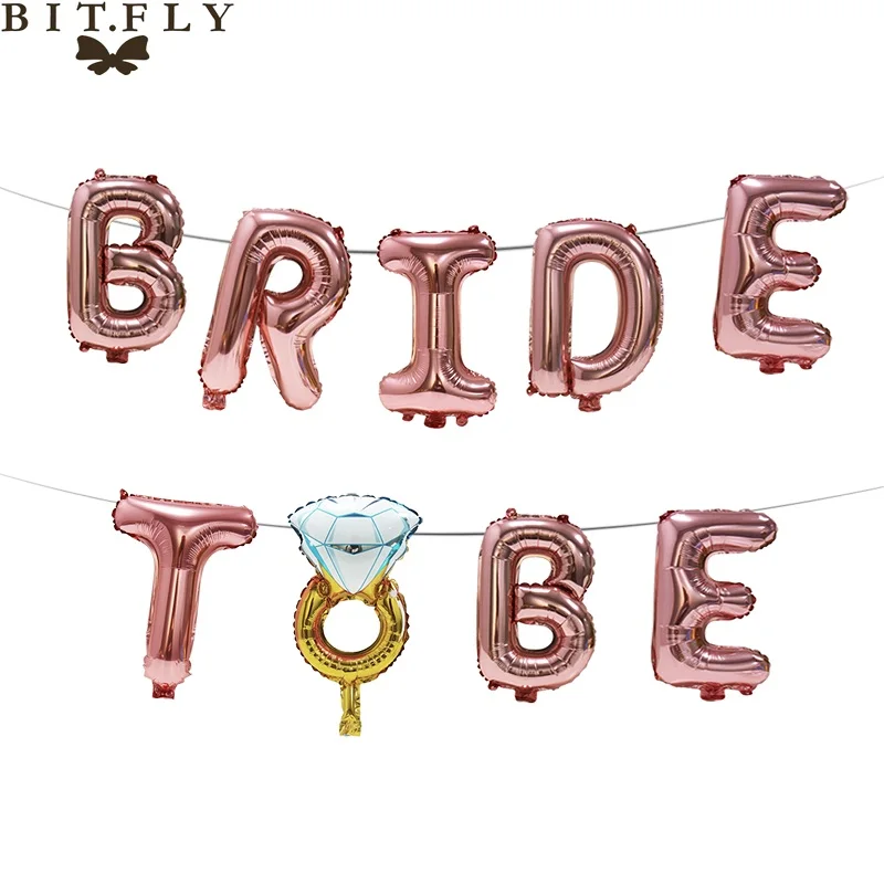 BIT.FLY 16inch Balloon Wedding Bridal to be Diamond Aluminum Foil Balloons Background Handing Decorations Wedding Party Supplies - Цвет: rose gold