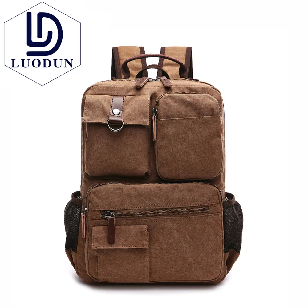 

LUODUN Men Canvas Backpack Shoulder Bag Korean Middle School Students Leisure Bag Computer Bag Mochila Laptop Rucksack