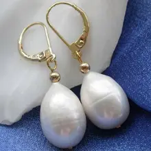 Очаровательные 10-14 мм AAA Akoya белые серьги из натурального жемчуга