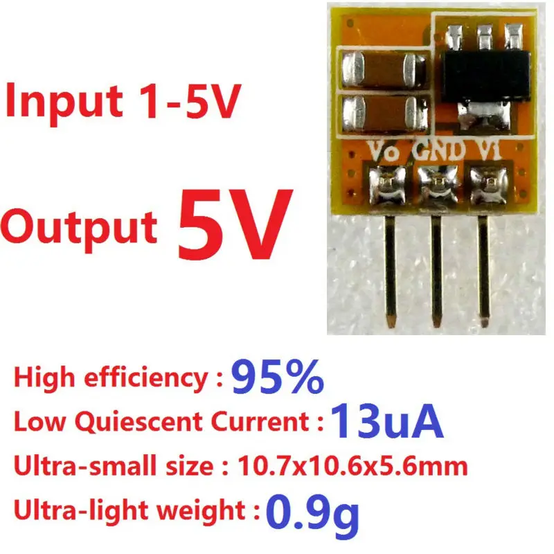 

mini 600MA High Efficiency Low Quiescent Current 1-5V 3V 3.3V to 5V DC DC Boost DC DC Converter Module for Arduino UNO MEGA2560