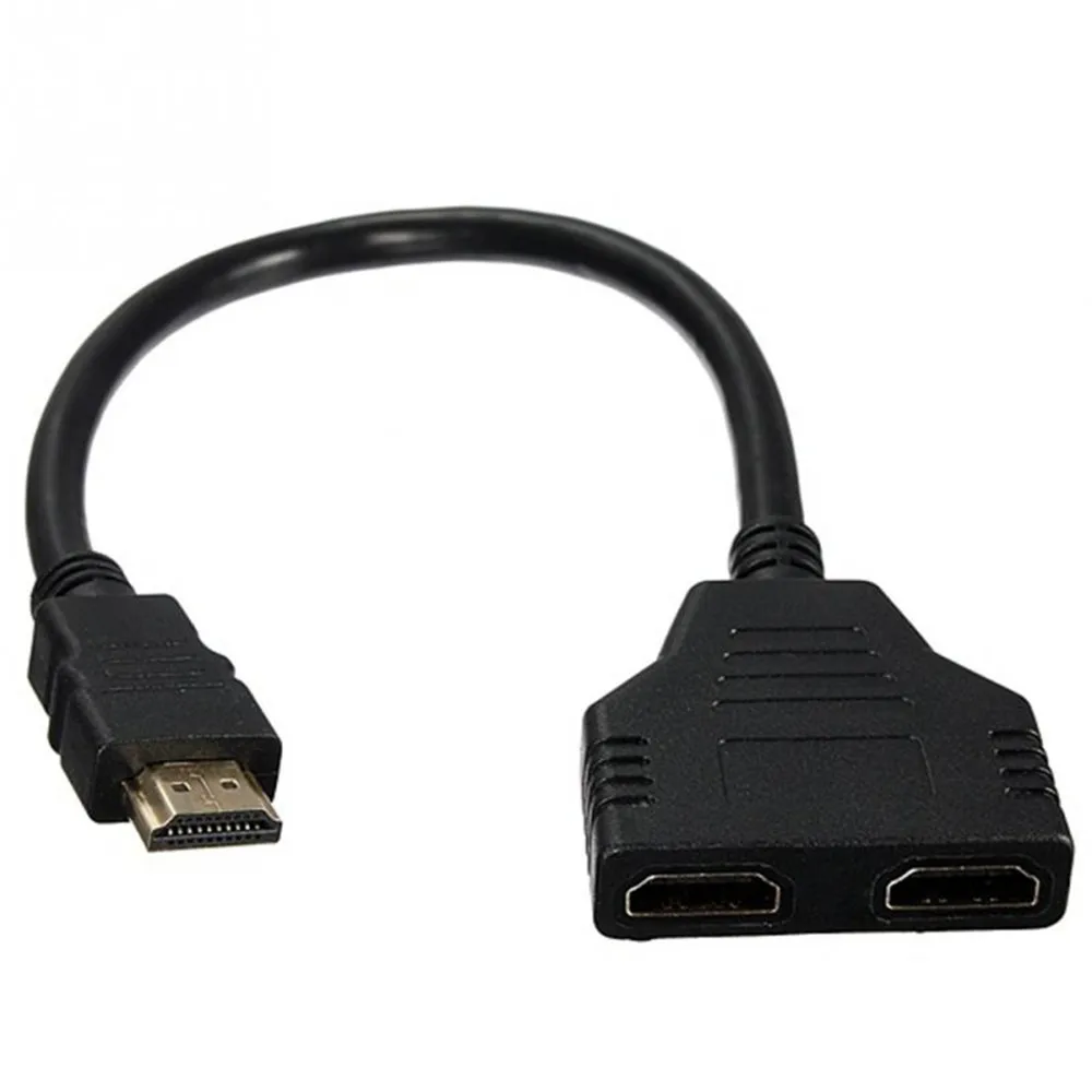 1080P HDMI Port Male to 2 Female 1 in 2 Out Splitter Cable Adapter