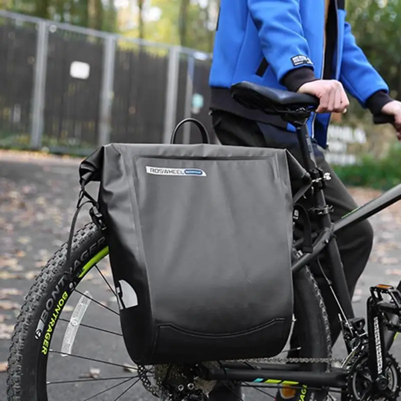 

ROSWHEEL Bicycle Bag Waterproof Mountain Bike Pannier Adjustable Shoulder Strap Road MTB Bikes Rear Seat Trunk Cycling Rack Bag