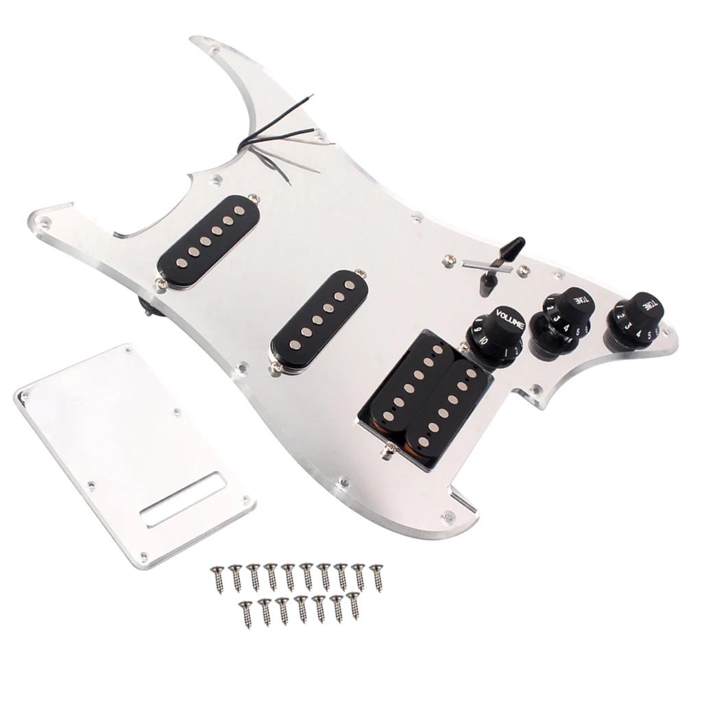 Electric Guitar Mirror Pickguard SSH Loaded Pickups Scratch Plate with Back Cover for Acoustic Guitar Accessories