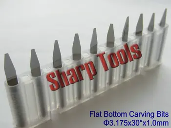 

Durable 10pcs 3.175mm Dia. 30 Angle 1.0mm Tip Flat Bottom V Shape Cutters, Engraving Tools Bits for Wood Carving Cutting Acrylic