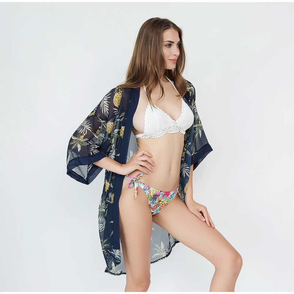 Саида De Praia Feminino 2018 пляж прикрыть парео Playa ананас Сокрытие Туника Платье