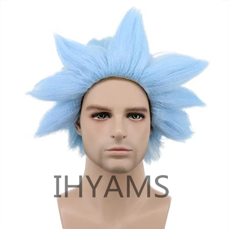 

Rick and Morty Rick Sanchez Blue Short Cosplay Wigs Role Play Synthetic Hair + Wig Cap