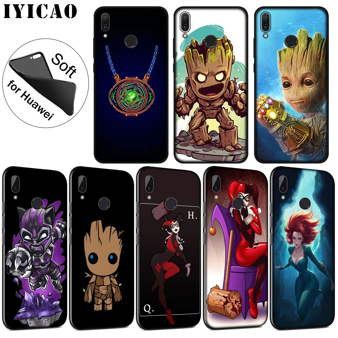 IYICAO аниме MARVEL Мстители Мягкий силиконовый чехол для huawei P30 P20 Pro P10 P9 P8 Lite Mini 2017 2016 P