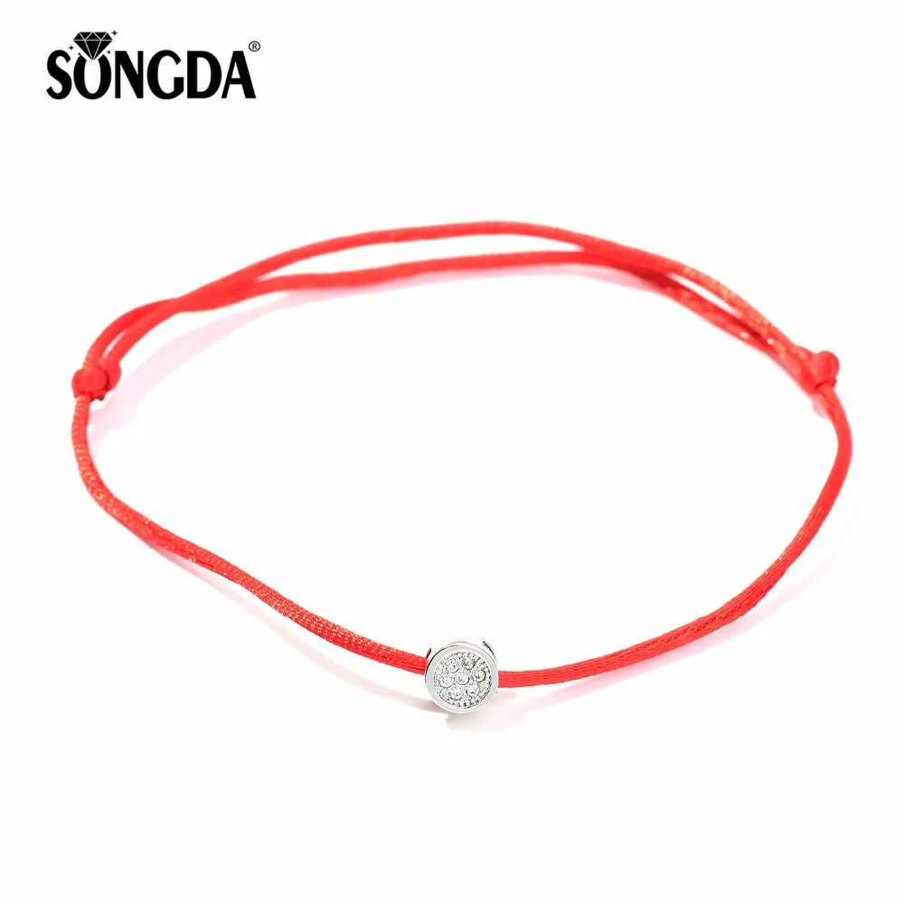

SONGDA Simple Round Circle Inlay Cubic Zirconia Red Black String Bracelets & Bangles for Women Men 2018 Popular Fashion Jewelry